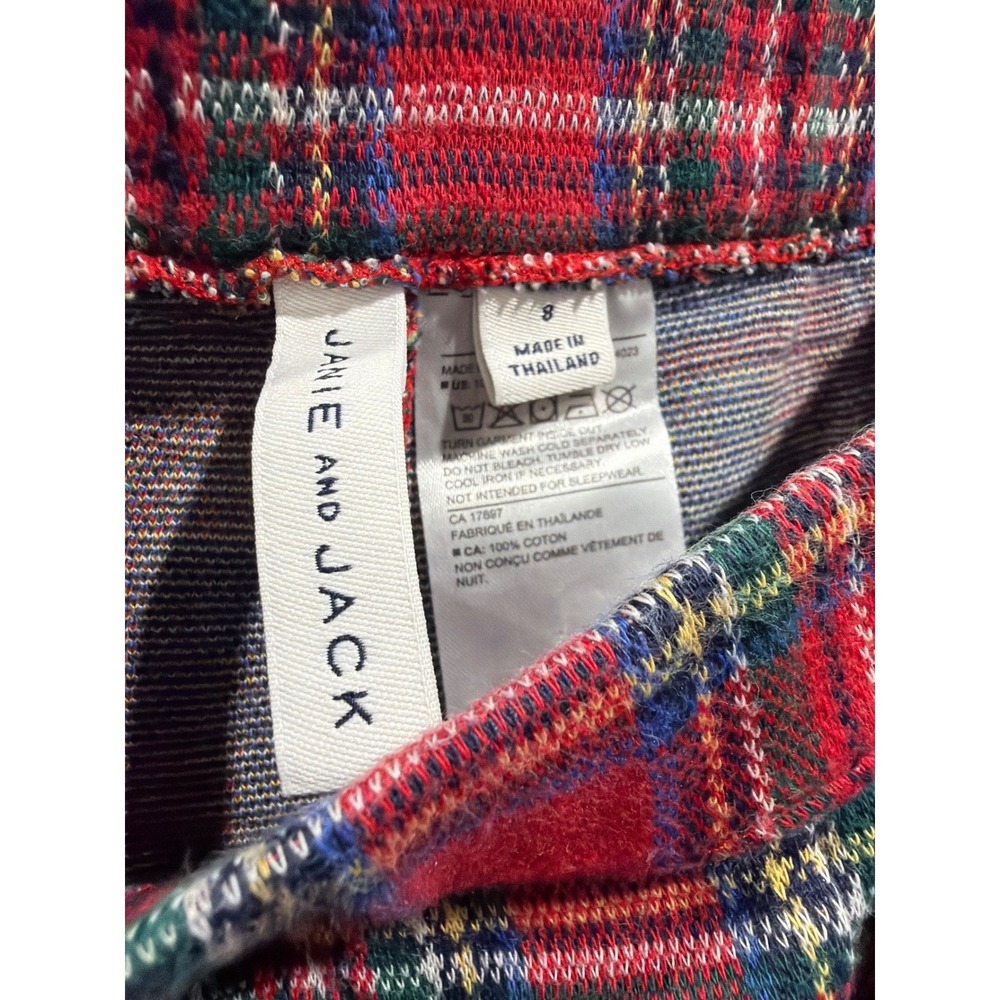 Janie and Jack Plaid Pants Girls 8 Red Tartan Gold Button Holiday EUC - Picture 2 of 4